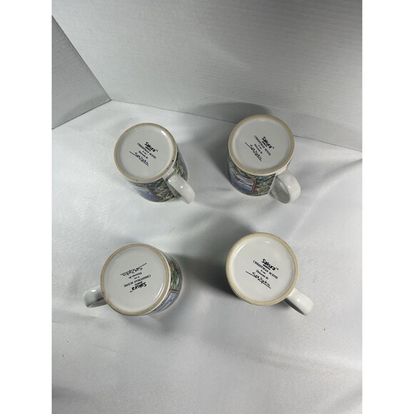 Vintage Sakura Christmas Scene Mugs by Sue Zipkin – Set of 4 (1995) - Picture 15 of 15